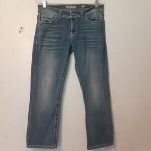 BKE Jeans Womens 30 Bootcut Harper Thick Stitch Mid Rise Whiskers Distressed